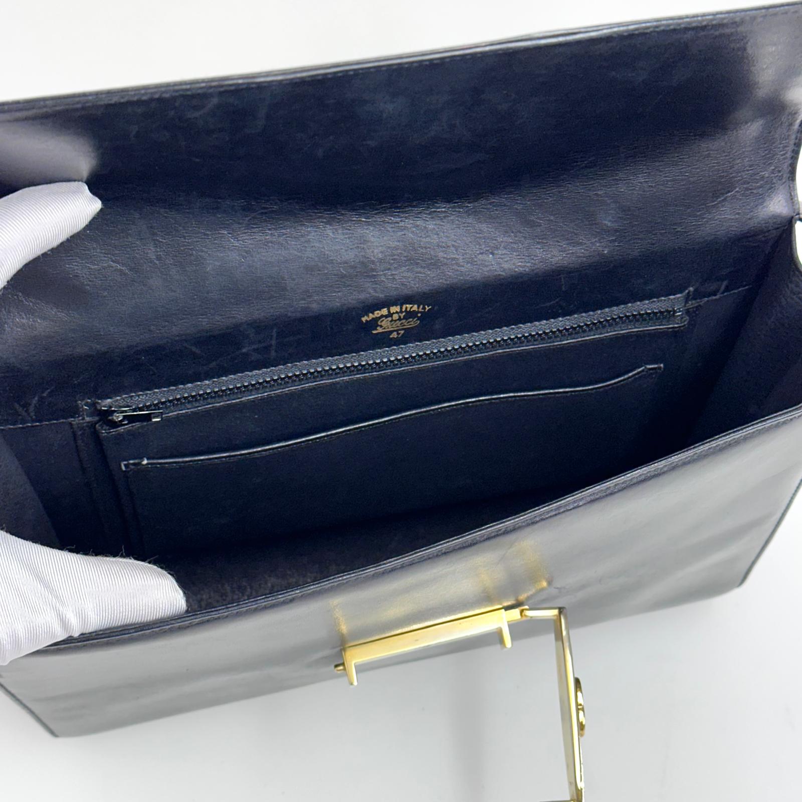 Gucci Borsa a spalla Sylvie vintage in pelle nera con nastro Web