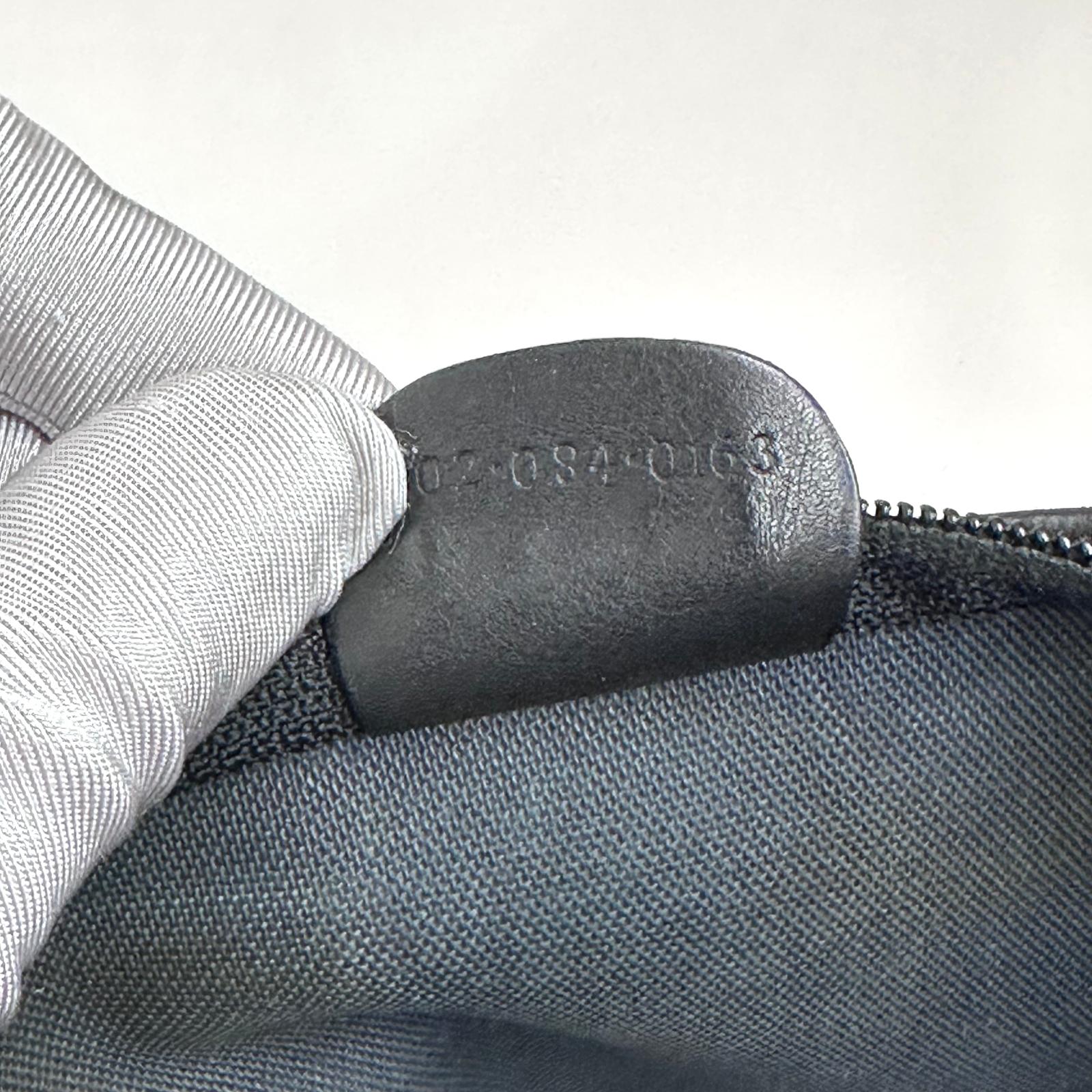 Gucci Borsa a spalla tote vintage in pelle nera micro monogram con nastro Web