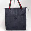 Gucci Borsa a spalla tote vintage in pelle nera micro monogram con nastro Web