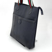 Gucci Borsa a spalla tote vintage in pelle nera micro monogram con nastro Web