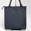 Gucci Borsa a spalla tote vintage in pelle nera micro monogram con nastro Web