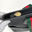 Gucci Borsa a spalla tote vintage in pelle nera micro monogram con nastro Web