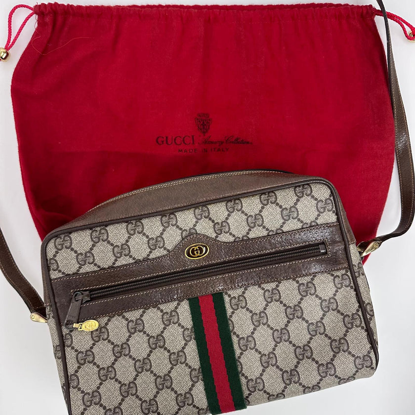 Gucci Borsa a tracolla GG Supreme con banda Web vintage