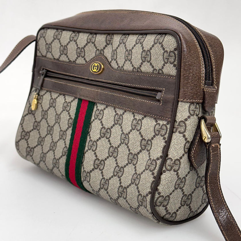 Gucci Borsa a tracolla GG Supreme con banda Web vintage