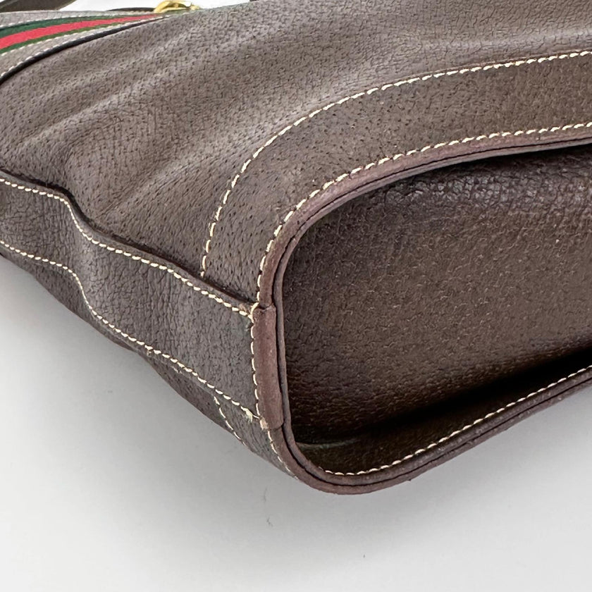 Gucci Borsa a tracolla Web Stripe pelle di cinghiale marrone Vintage anni ’80