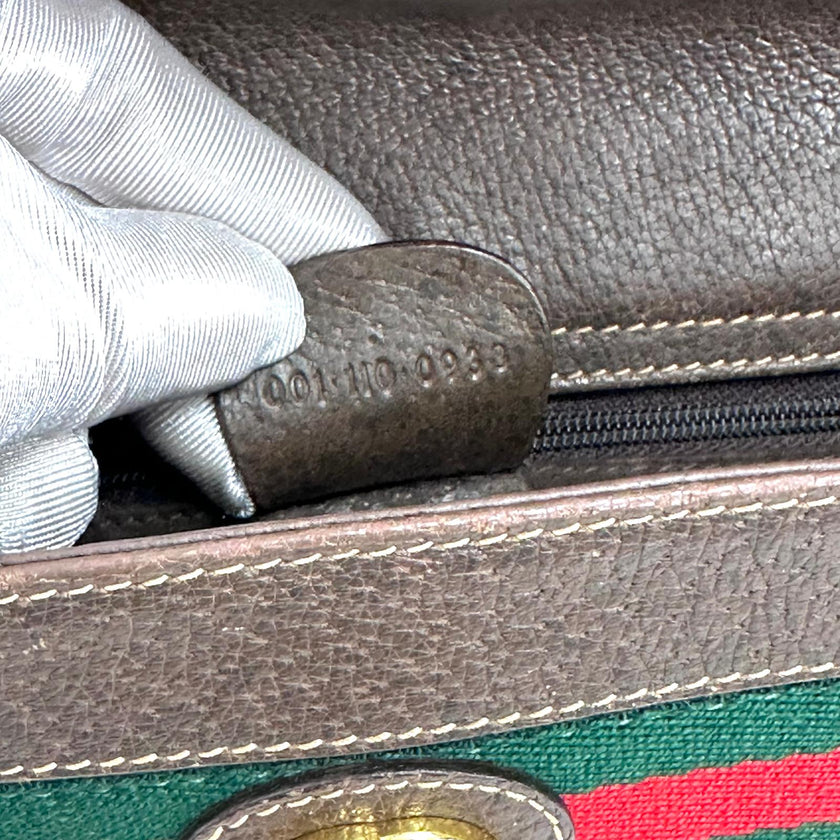 Gucci Borsa a tracolla Web Stripe pelle di cinghiale marrone Vintage anni ’80