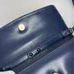 Gucci Borsa a tracolla in pelle blu con logo GG oro anni ‘80
