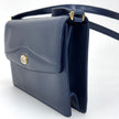 Gucci Borsa a tracolla in pelle blu con logo GG oro anni ‘80