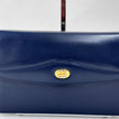 Gucci Borsa a tracolla in pelle blu con logo GG oro anni ‘80