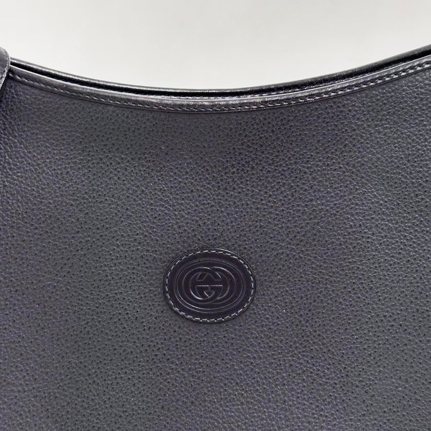 Gucci Borsa a tracolla pelle nera Interlocking GG Vintage