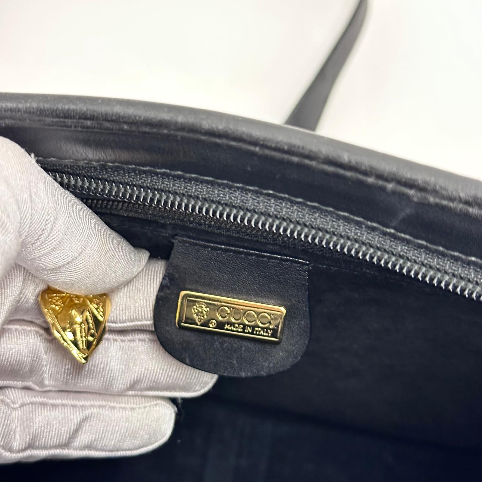 Gucci Borsa a tracolla pelle nera Interlocking GG Vintage