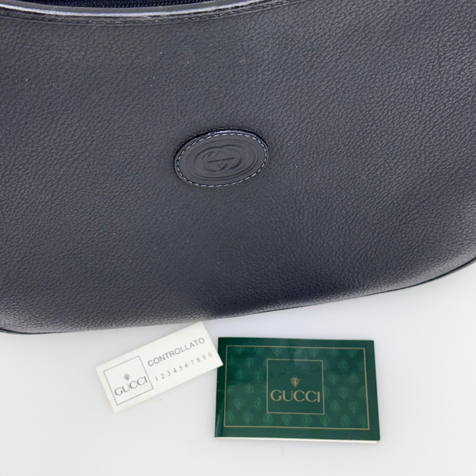 Gucci Borsa a tracolla pelle nera Interlocking GG Vintage