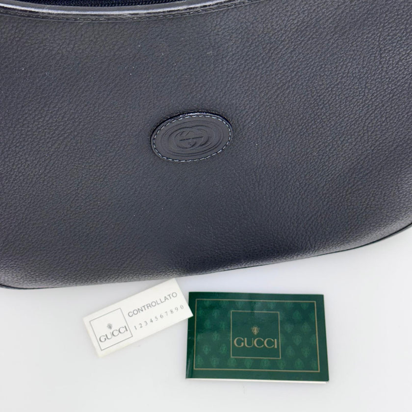 Gucci Borsa a tracolla pelle nera Interlocking GG Vintage