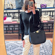Gucci Borsa a tracolla pelle nera Interlocking GG Vintage