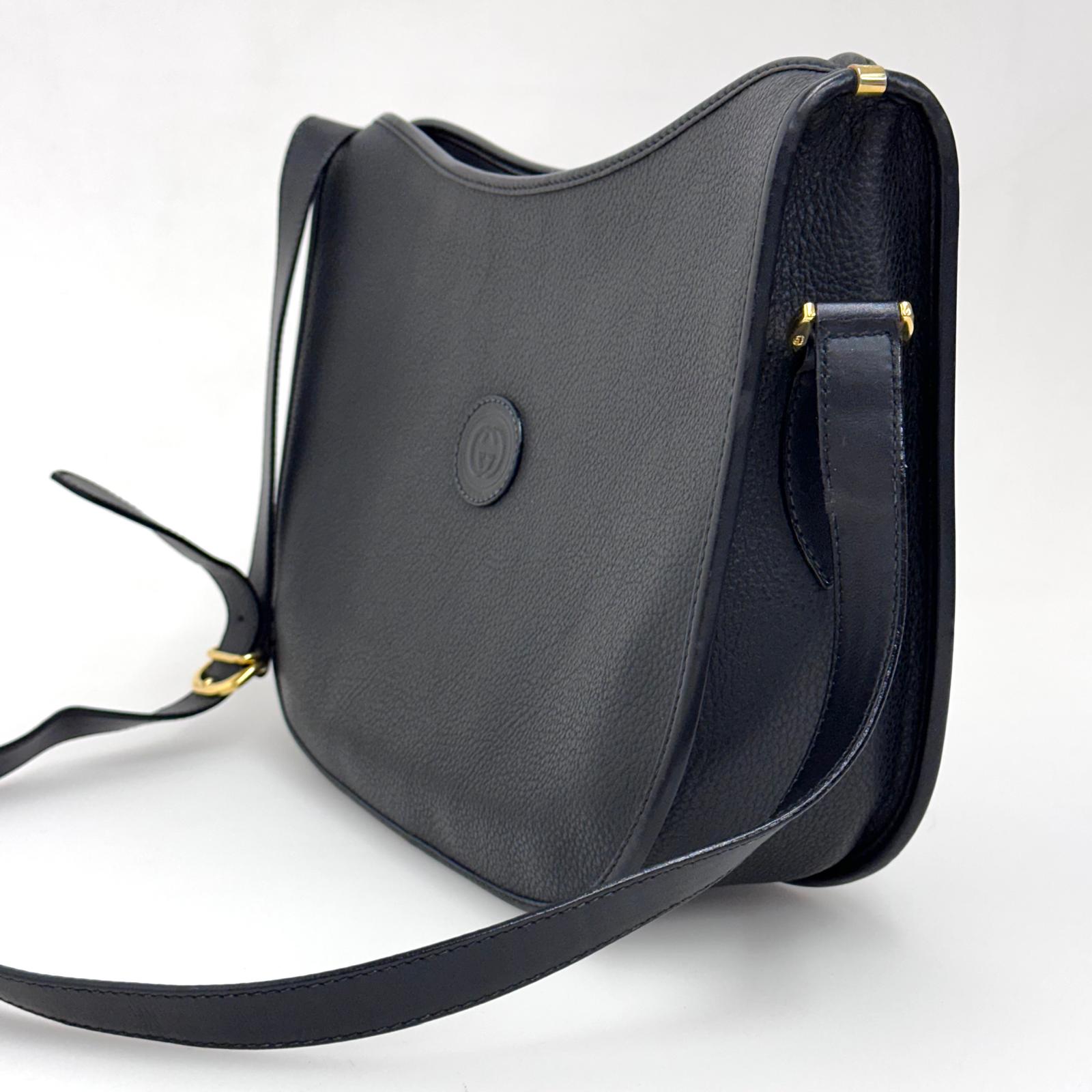 Gucci Borsa a tracolla pelle nera Interlocking GG Vintage