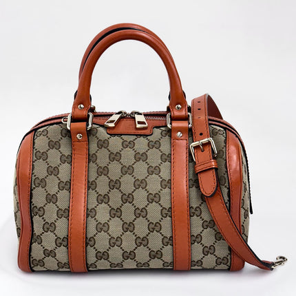 Gucci Boston Bag in tela GG Supreme con Dettagli in Pelle Arancio