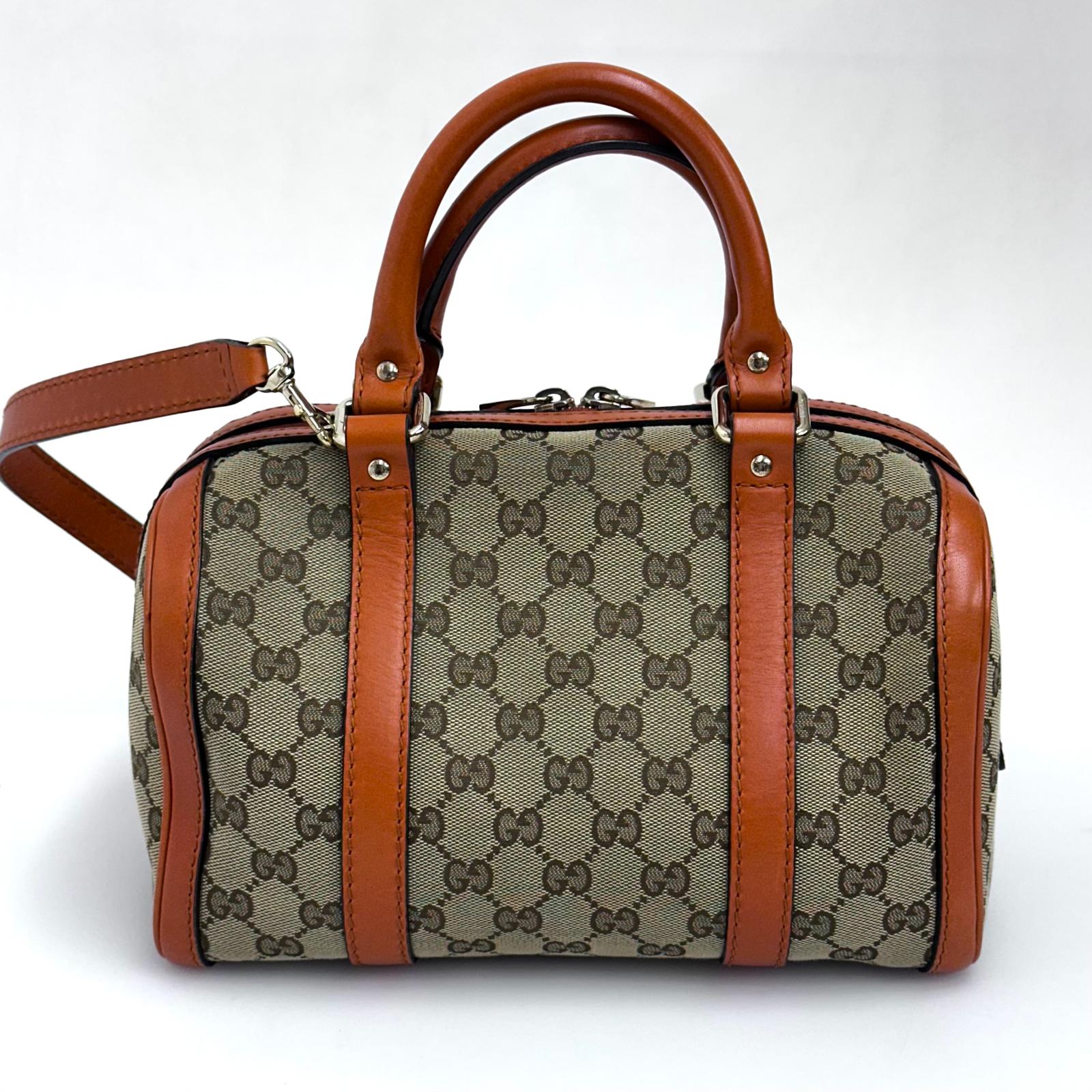 Gucci Boston Bag in tela GG Supreme con Dettagli in Pelle Arancio