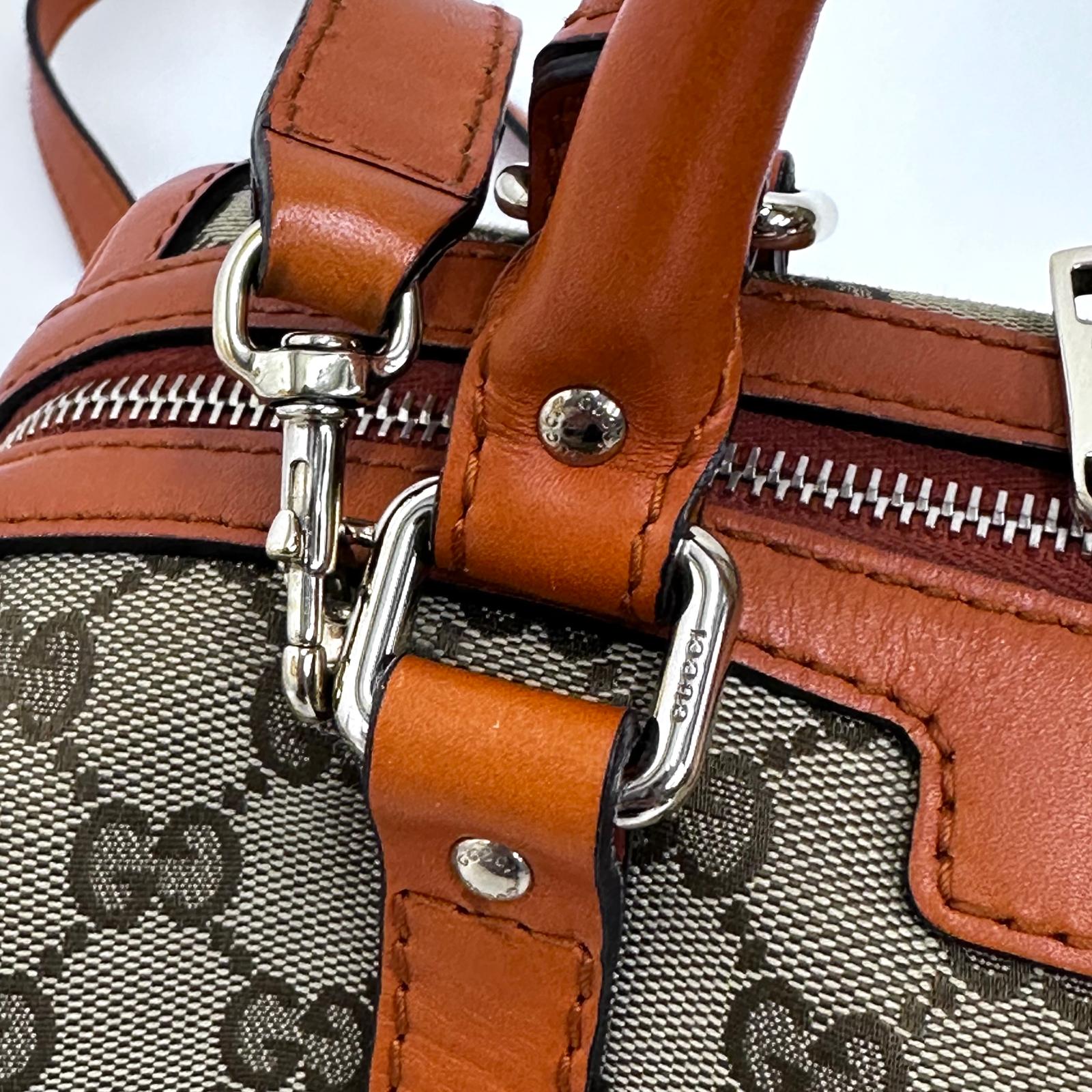 Gucci Boston Bag in tela GG Supreme con Dettagli in Pelle Arancio