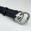 Gucci Cintura GG Marmont in pelle nera con fibbia doppia G argento