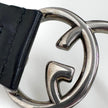 Gucci Cintura GG Marmont in pelle nera con fibbia doppia G argento