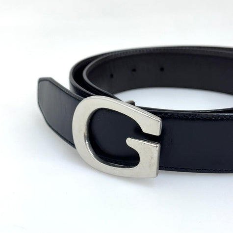 Gucci Cintura in pelle reversibile nera/marrone con fibbia G argento Mis. 80