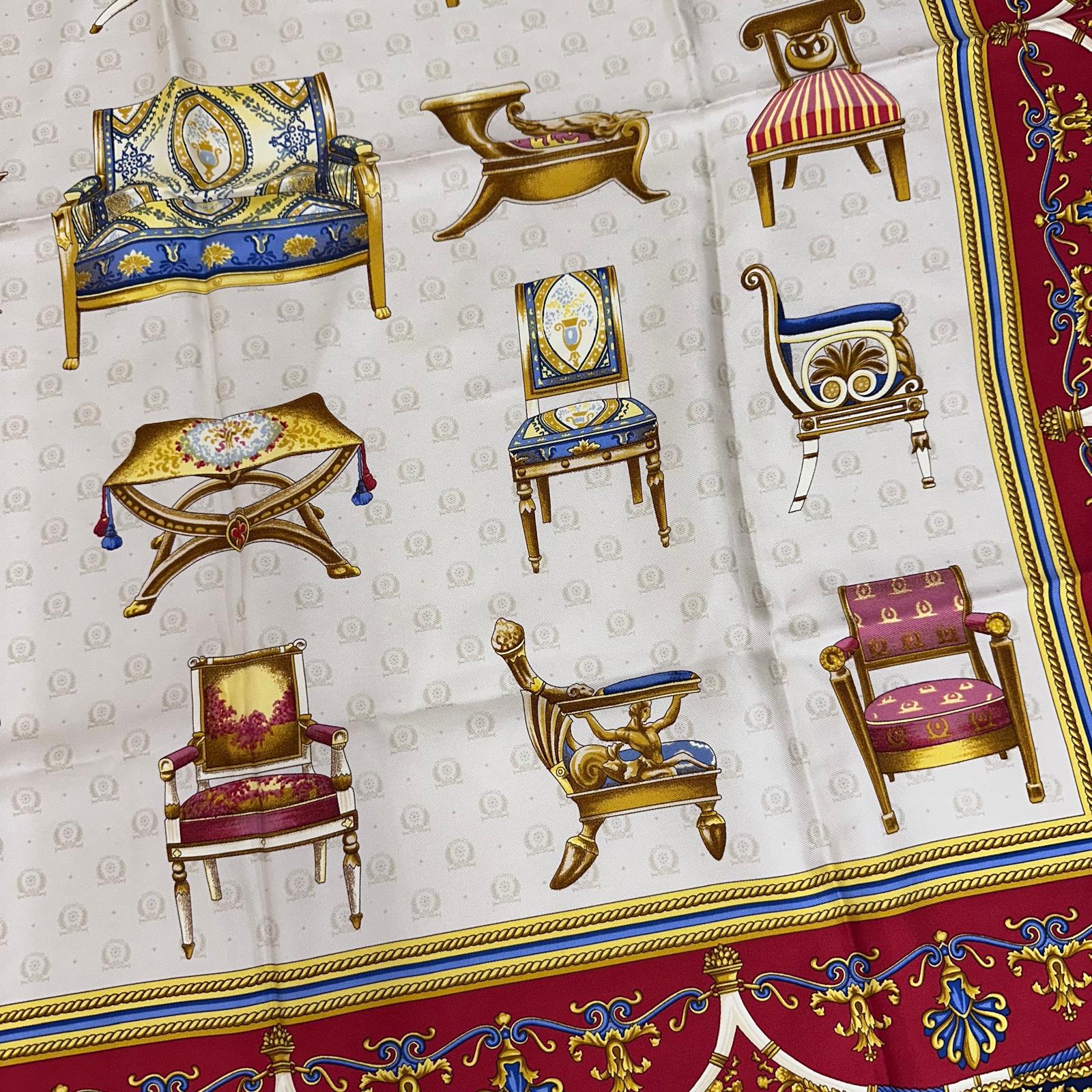 Gucci Foulard in seta con stampa arredi classici 90x90