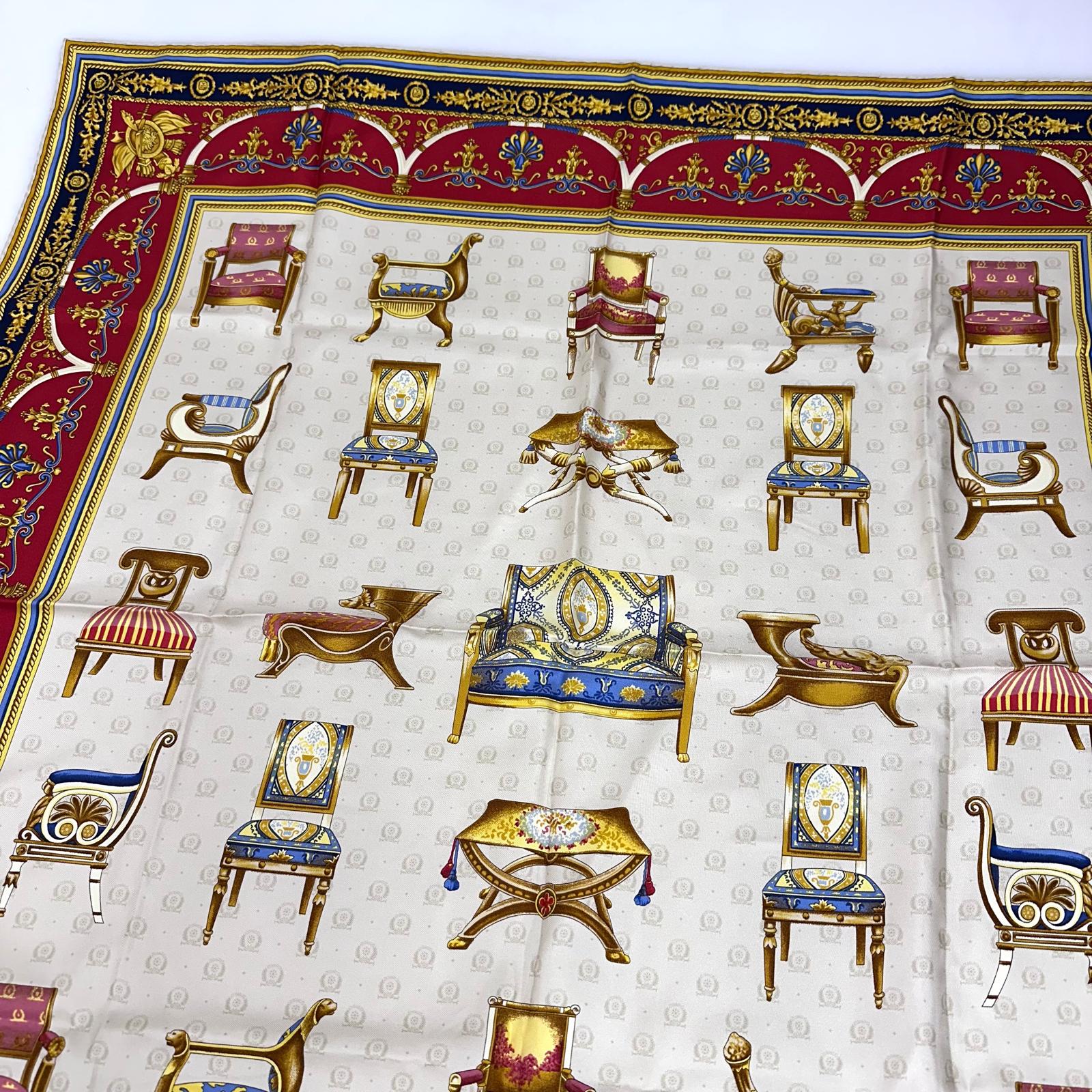 Gucci Foulard in seta con stampa arredi classici 90x90