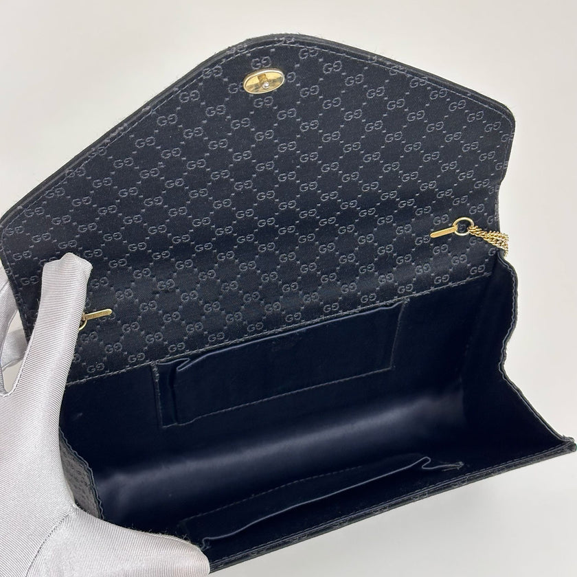 Gucci GG Pochette Monogram Raso Nero con catena argento 1989