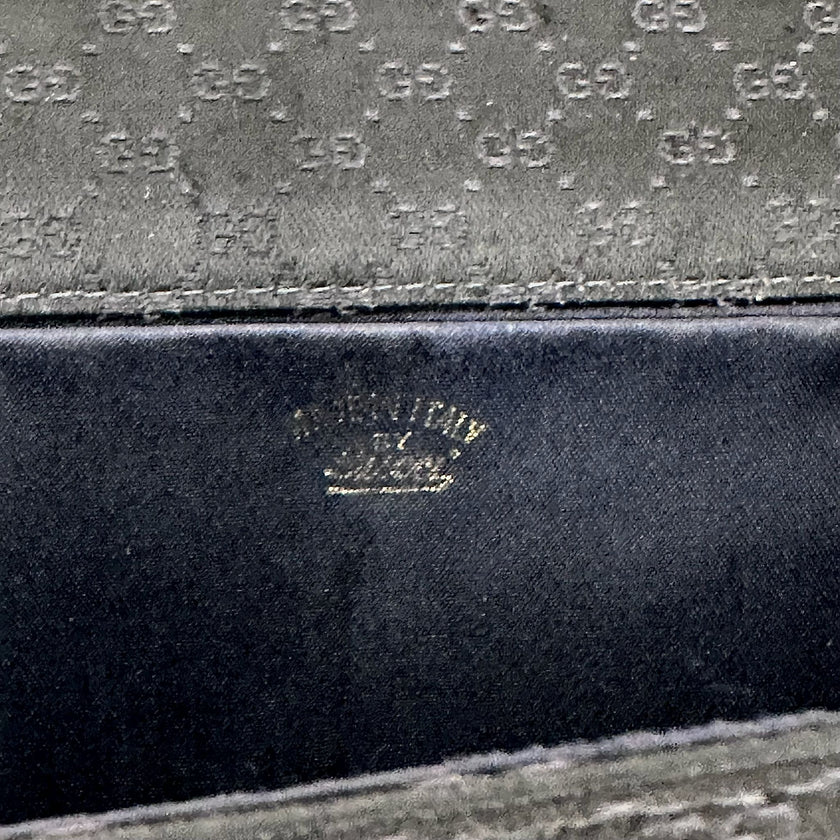 Gucci GG Pochette Monogram Raso Nero con catena argento 1989