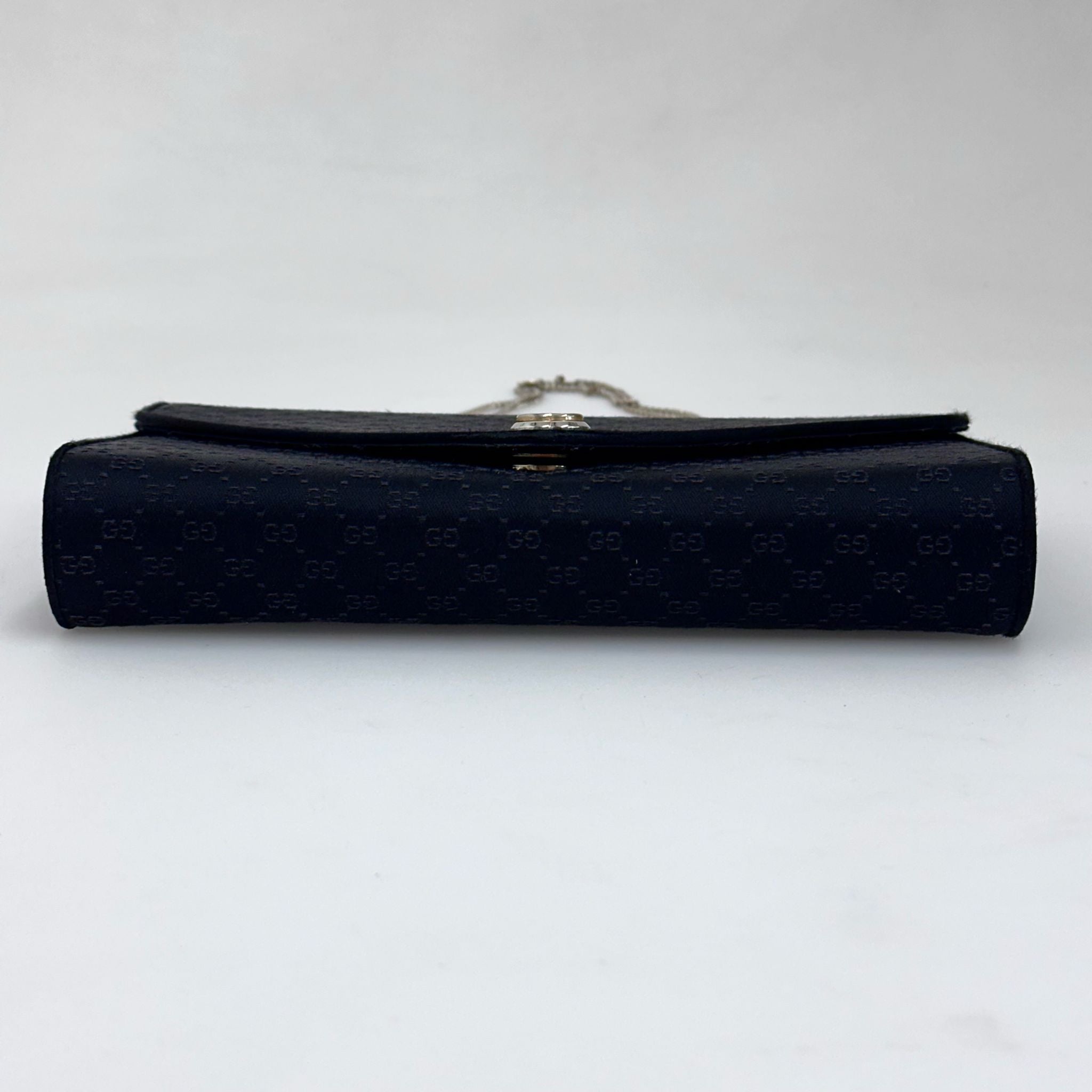 Gucci GG Pochette Monogram Raso Nero con catena argento 1989