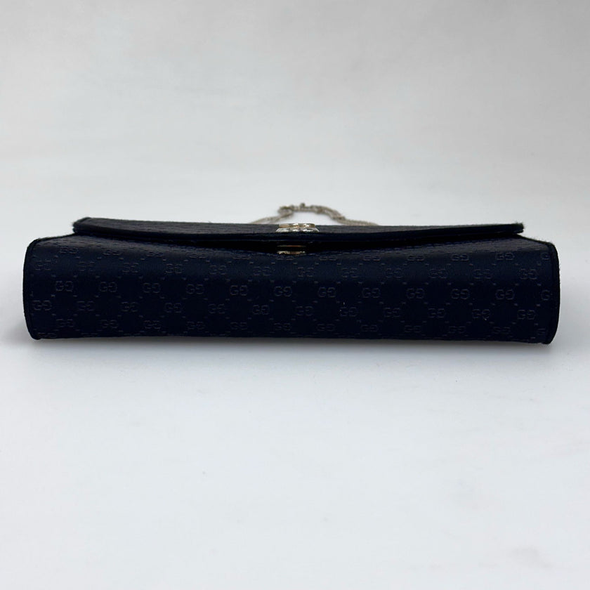 Gucci GG Pochette Monogram Raso Nero con catena argento 1989