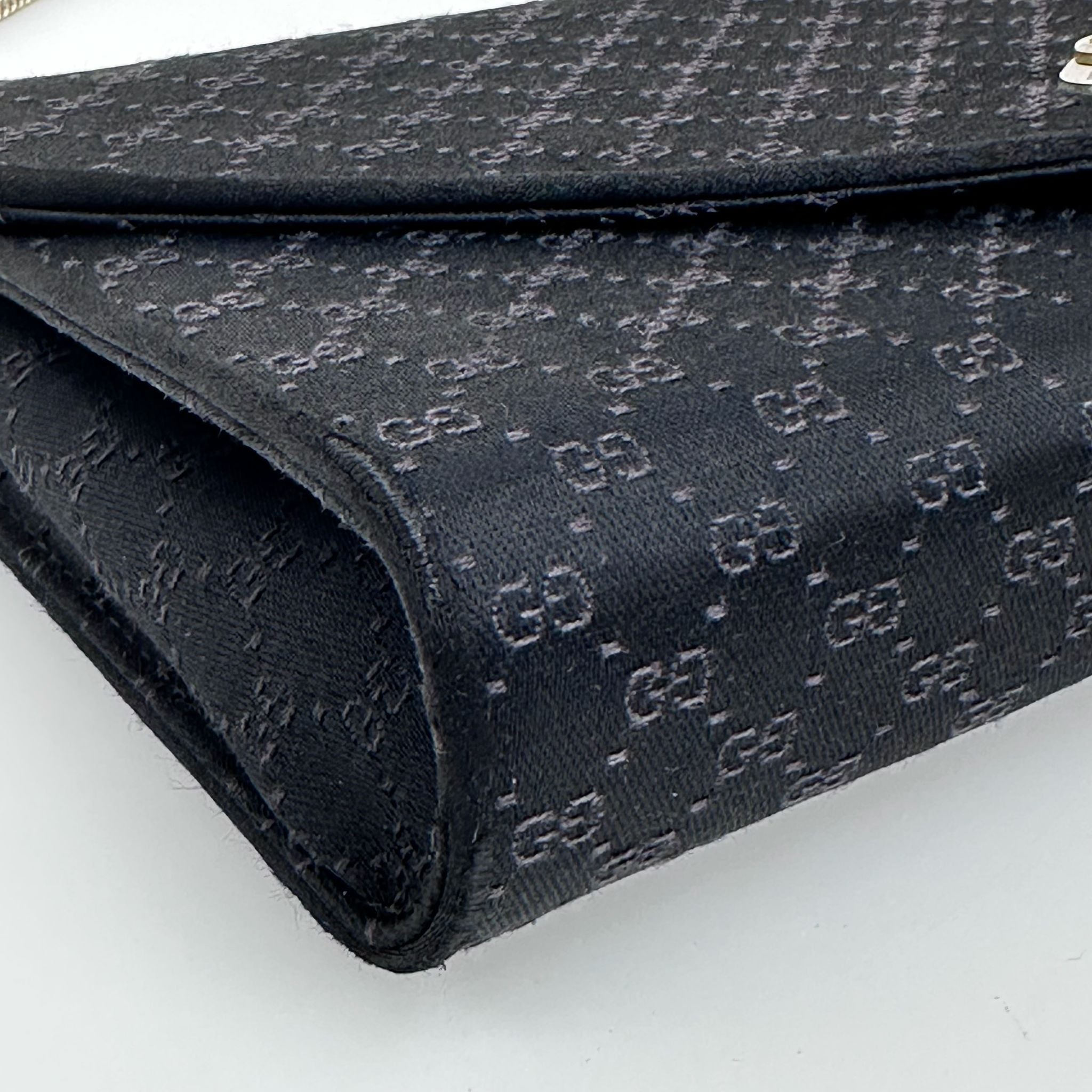 Gucci GG Pochette Monogram Raso Nero con catena argento 1989