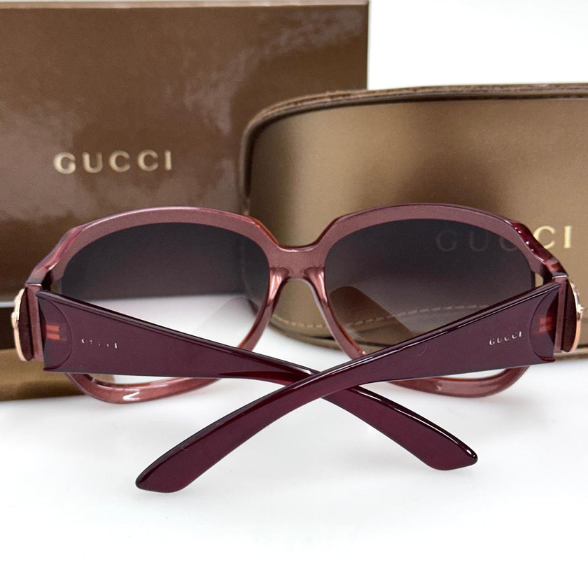 Gucci Occhiali da Sole Bordeaux con Medaglione Crest