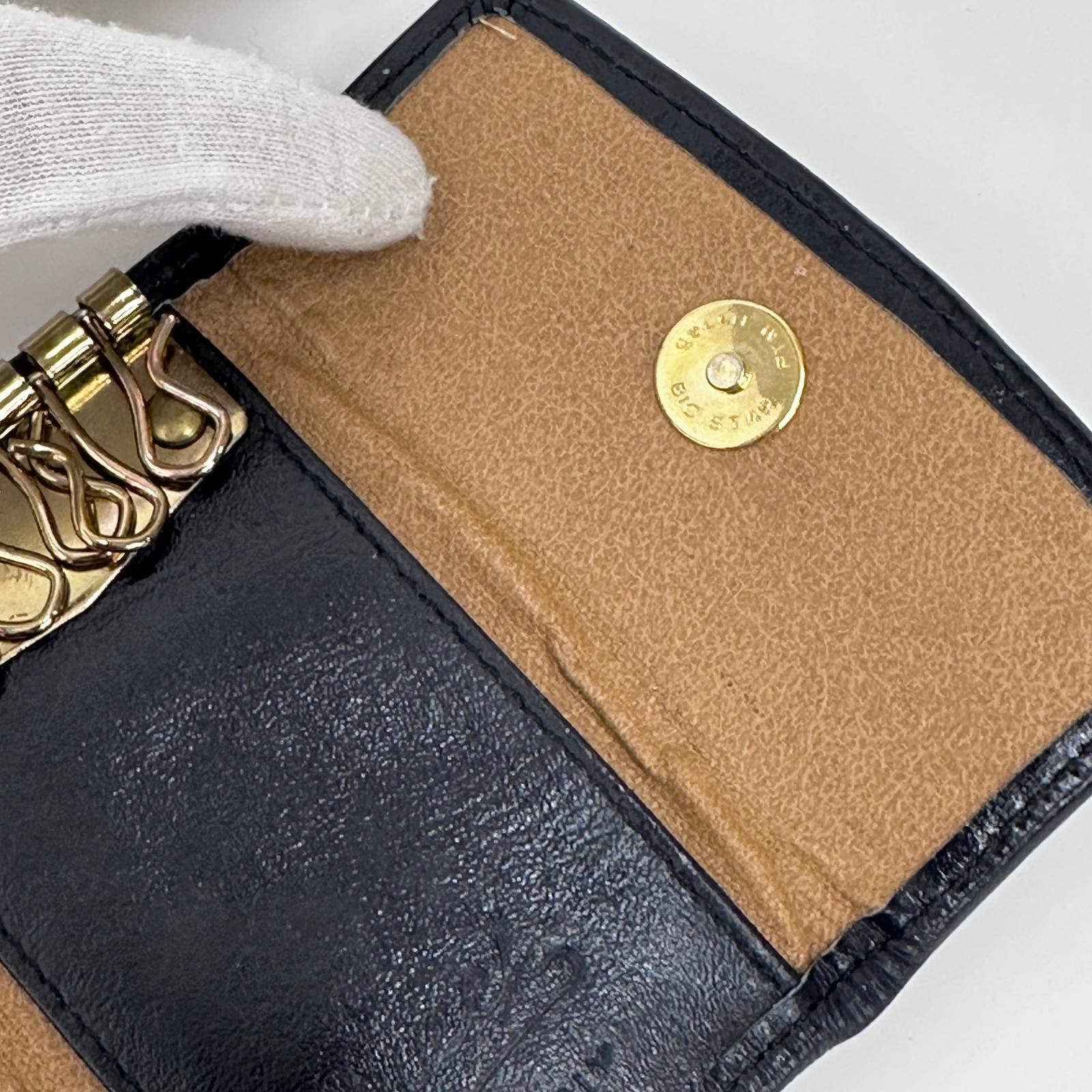 Gucci Portachiavi Vintage GG Monogram Blu con Custodia in Pelle