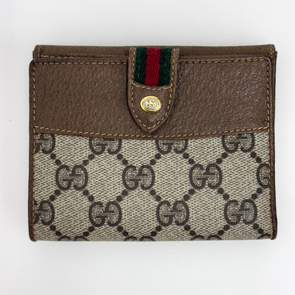 Gucci Portafoglio in tela GG Supreme e pelle marrone con chiusura Web