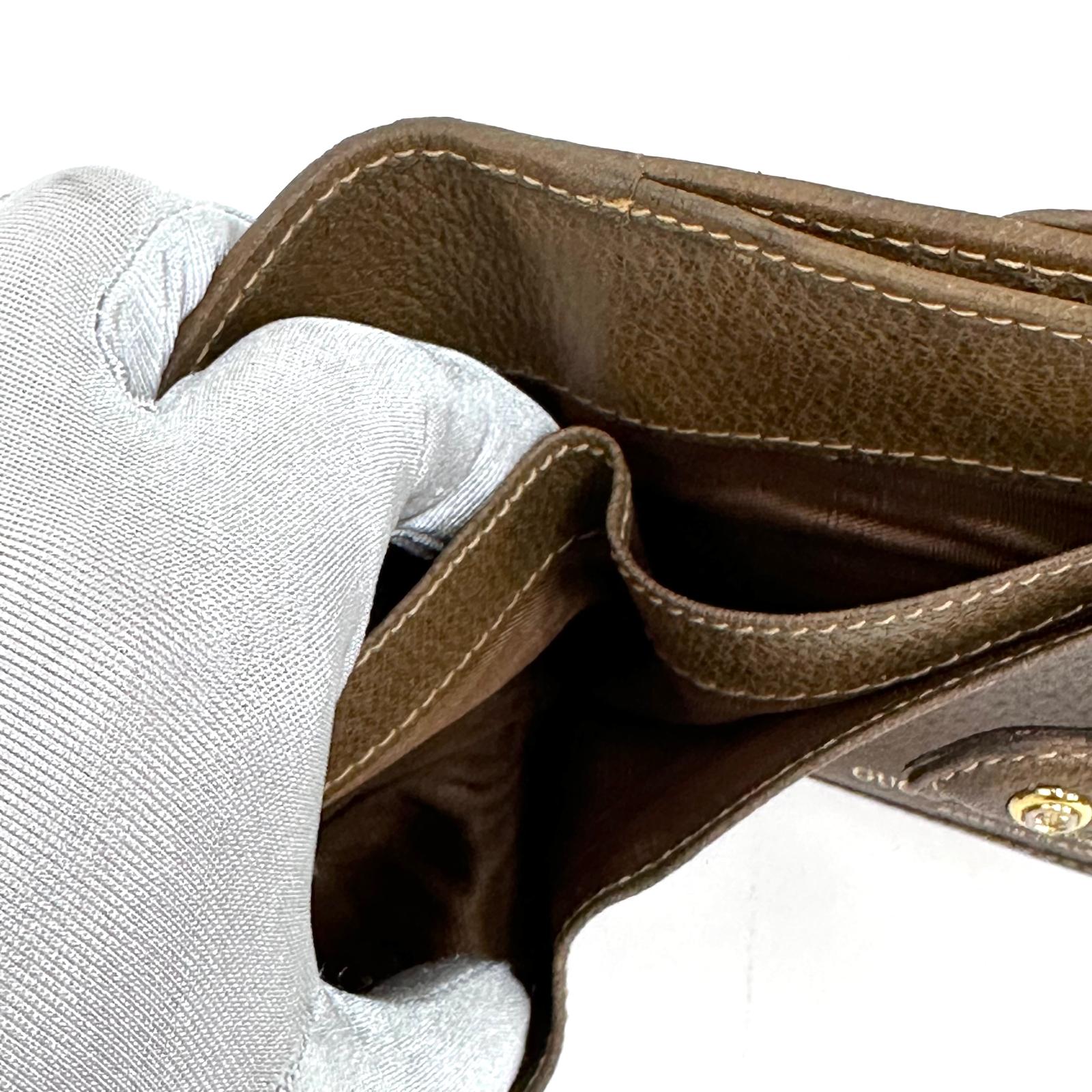 Gucci Portafoglio in tela GG Supreme e pelle marrone con chiusura Web