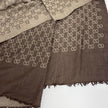 Gucci Sciarpa double face in lana e seta beige e marrone GG monogram