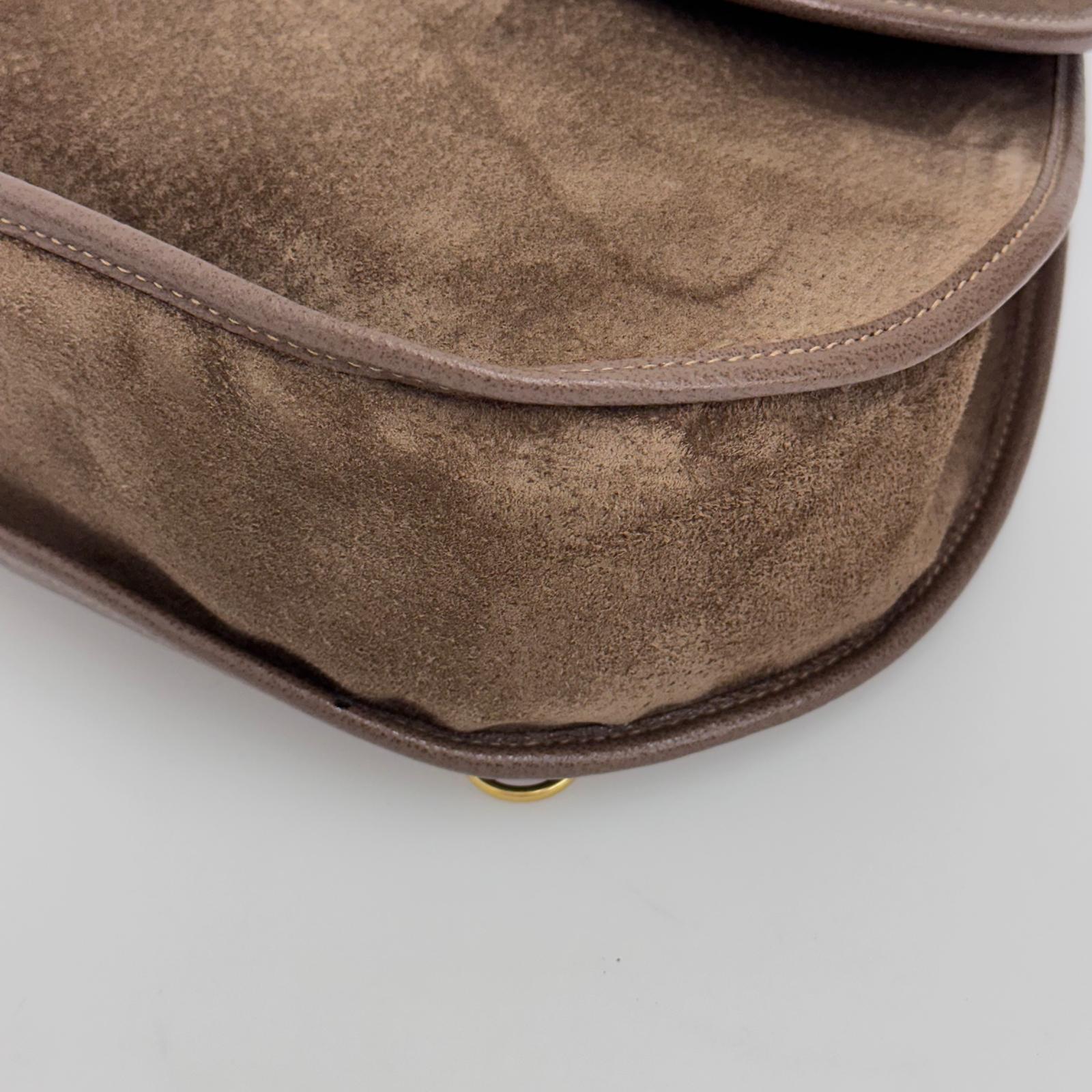 Gucci Zaino monospalla Horsebit in suede marrone e pelle