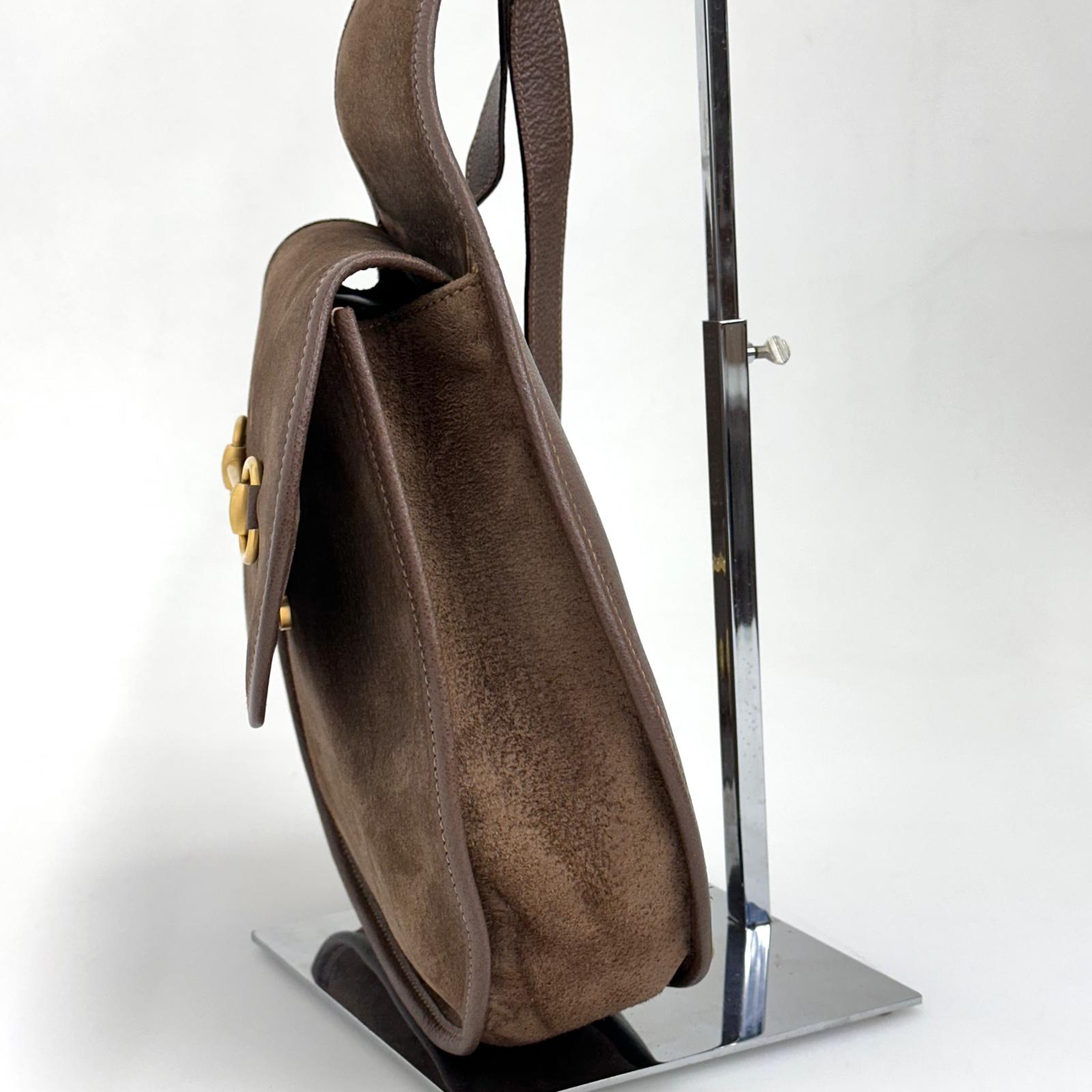 Gucci Zaino monospalla Horsebit in suede marrone e pelle
