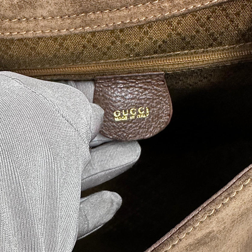 Gucci Zaino monospalla Horsebit in suede marrone e pelle