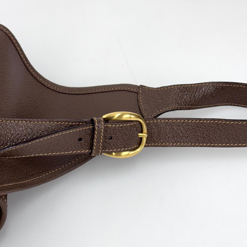 Gucci Zaino monospalla Horsebit in suede marrone e pelle