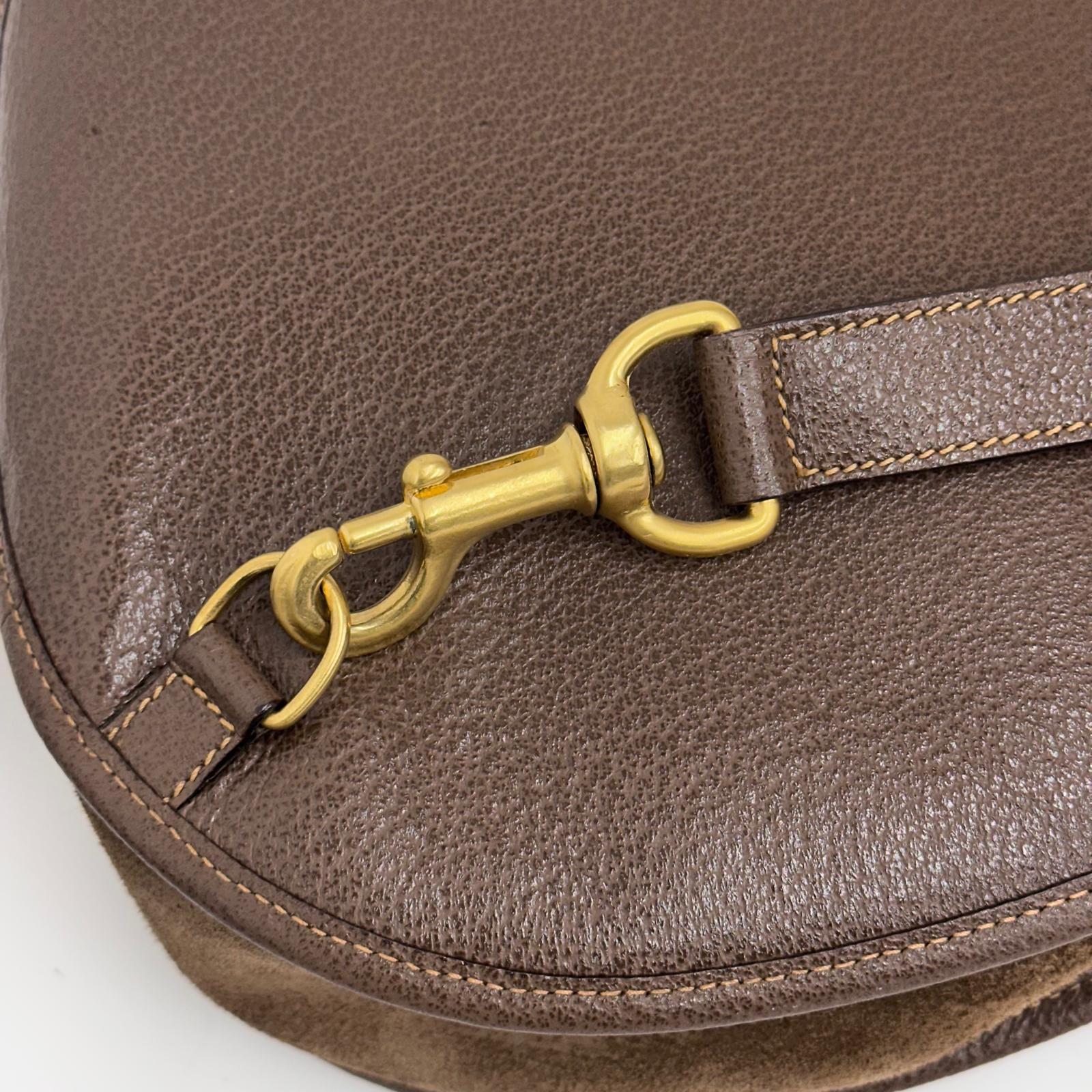 Gucci Zaino monospalla Horsebit in suede marrone e pelle