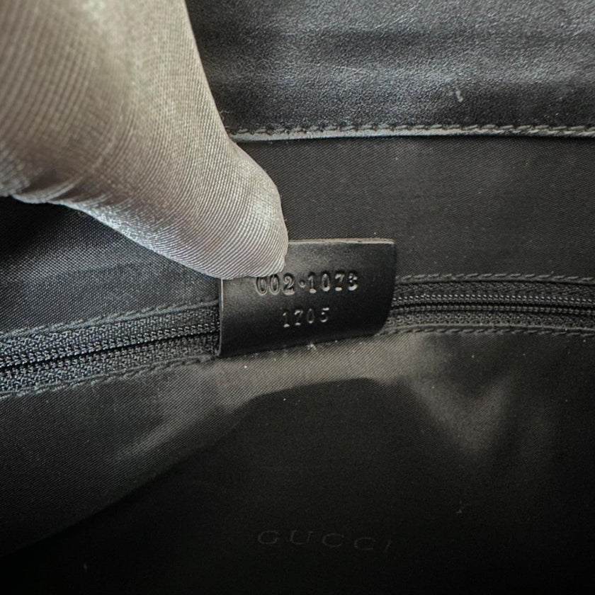 Gucci Borsa Jackie Tote Vintage a Spalla in Tessuto GG Nero e Pelle