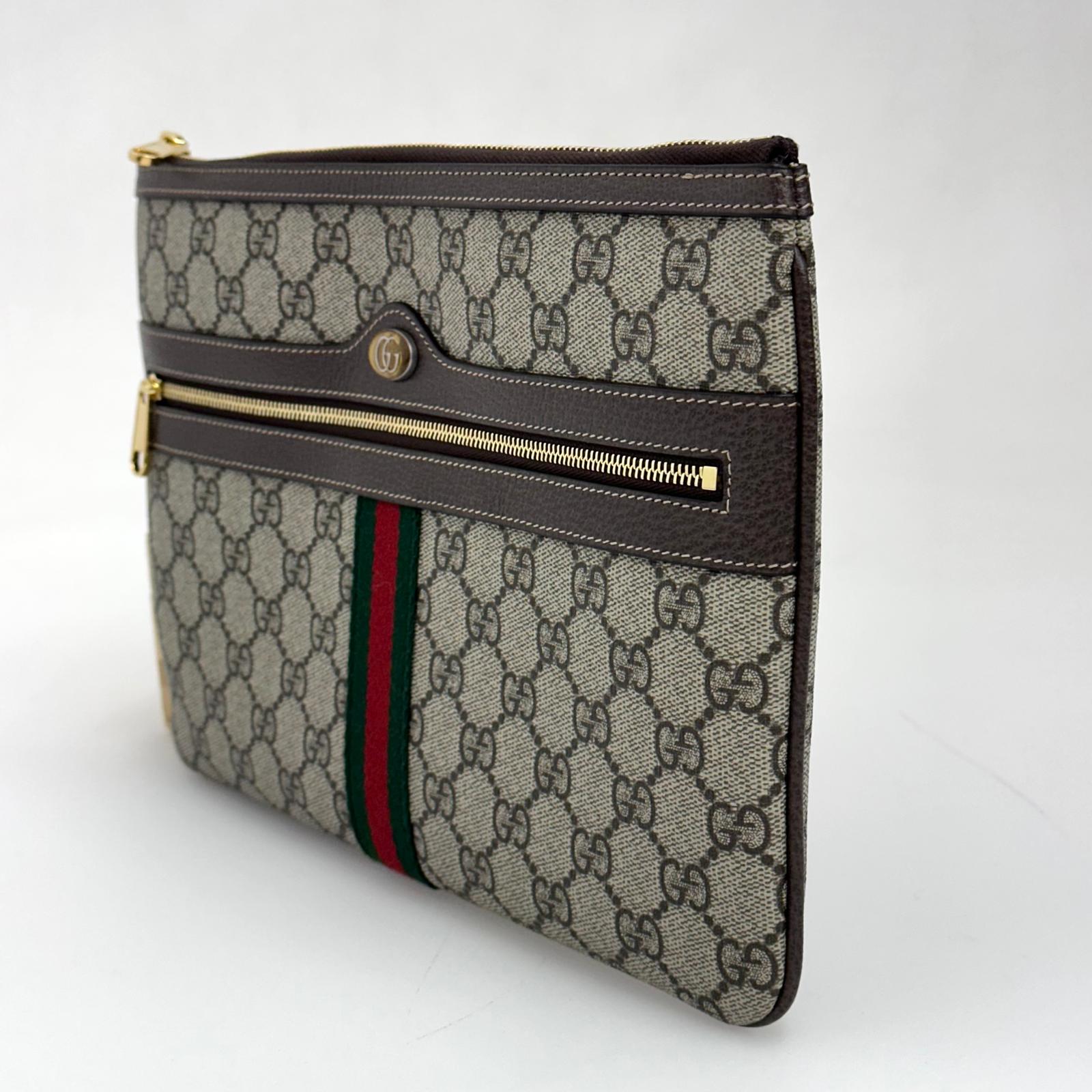 Gucci borsa Clutch GG Supreme con Web verde/rosso