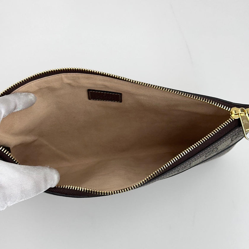 Gucci borsa Clutch GG Supreme con Web verde/rosso