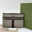 Gucci borsa Clutch GG Supreme con Web verde/rosso