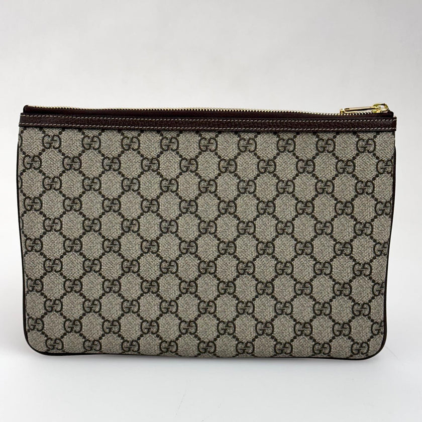 Gucci borsa Clutch GG Supreme con Web verde/rosso