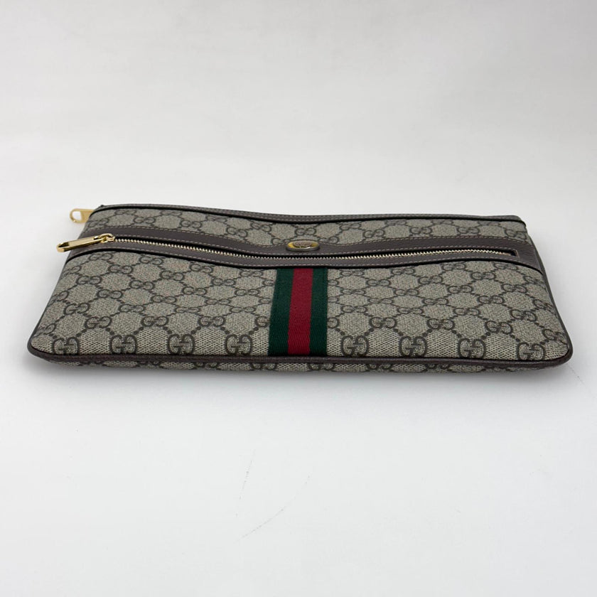Gucci borsa Clutch GG Supreme con Web verde/rosso
