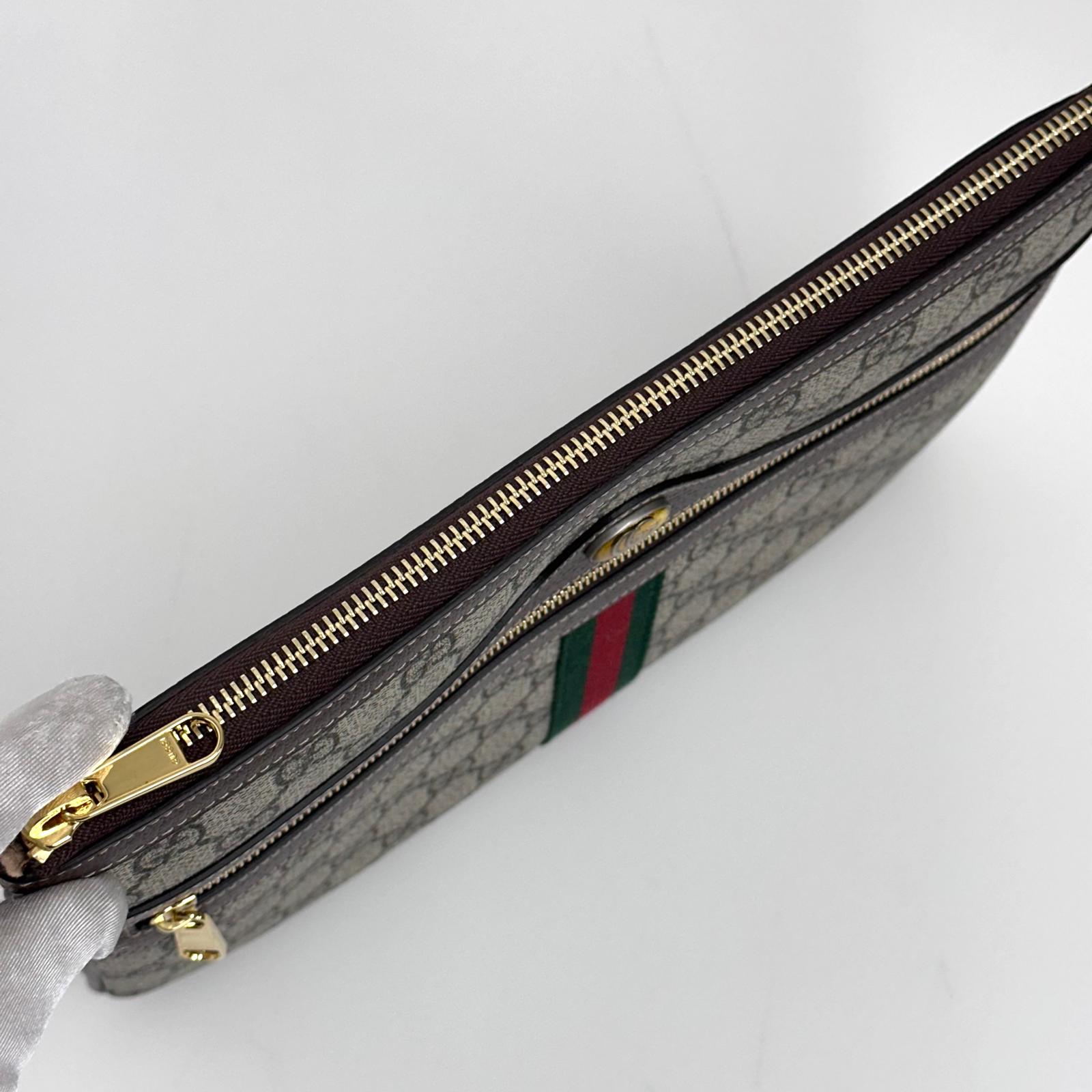 Gucci borsa Clutch GG Supreme con Web verde/rosso
