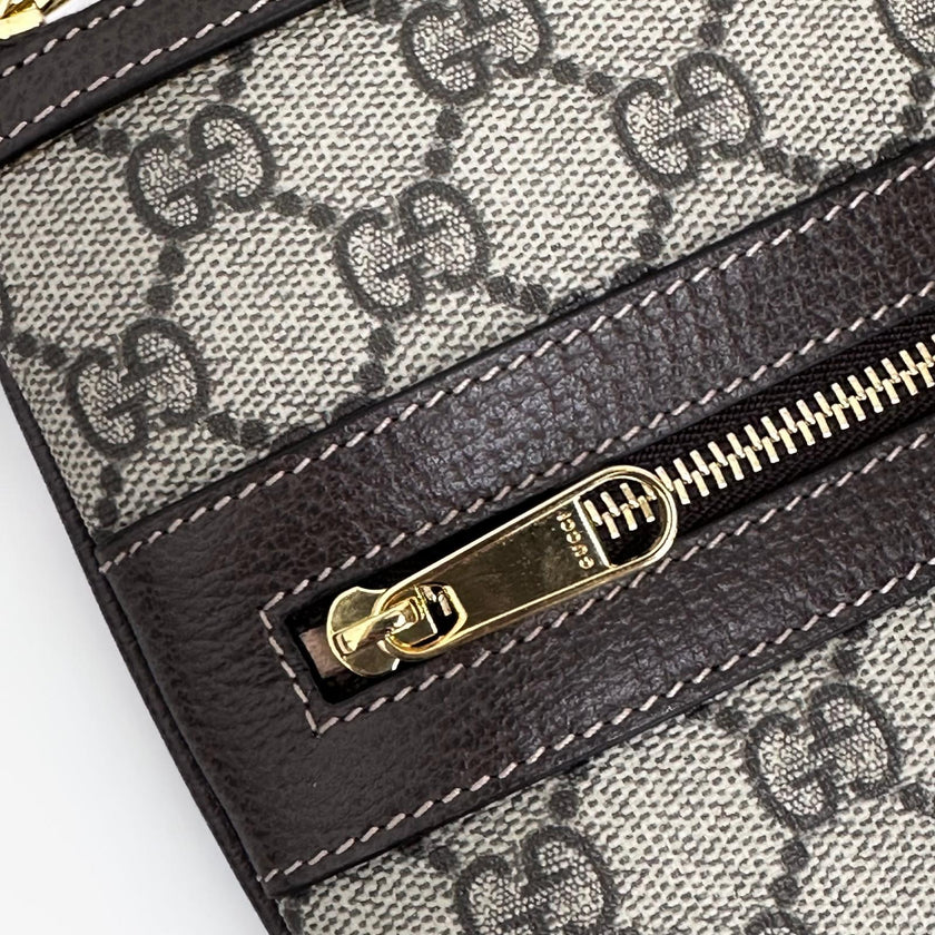 Gucci borsa Clutch GG Supreme con Web verde/rosso